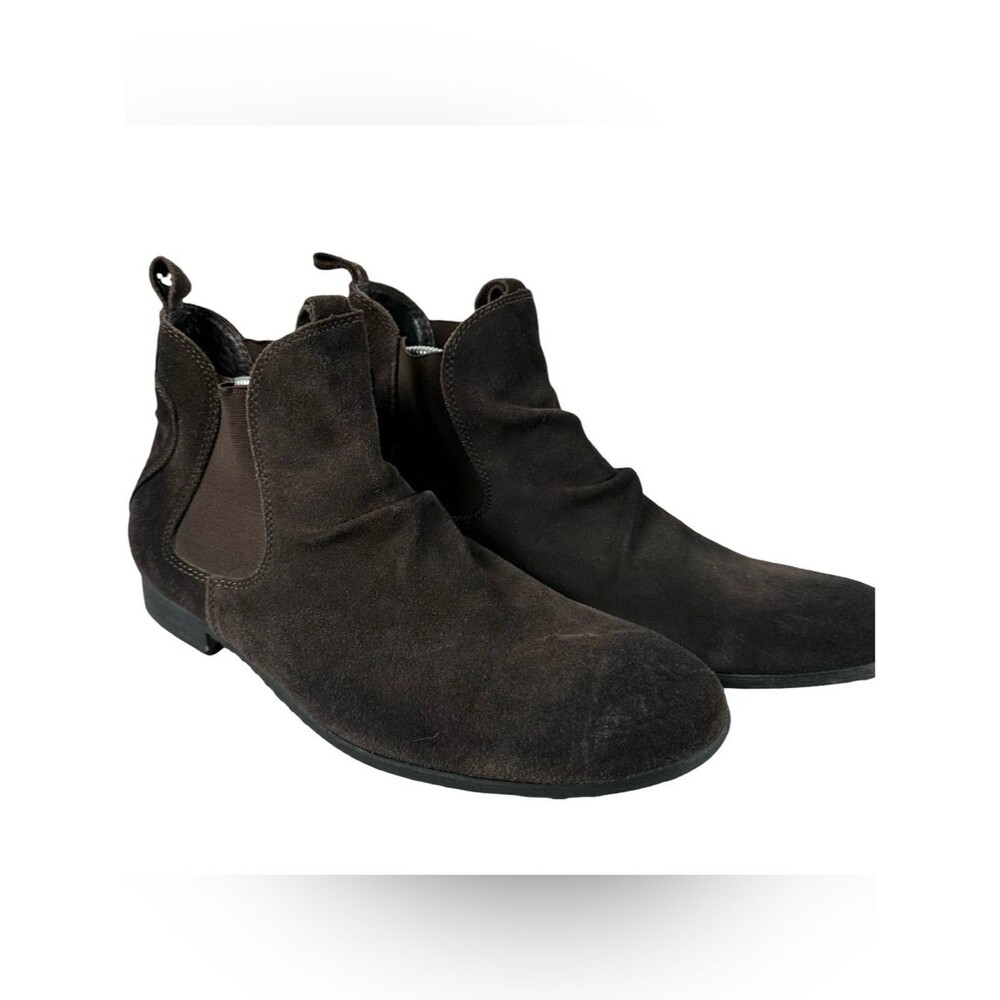 Bed|Stu Men’s Dark Brown Suede Leather Pull On Slouch Chelsea Boots Size 9